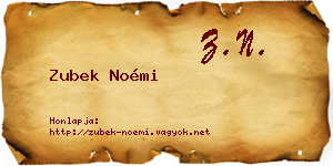 Zubek Noémi névjegykártya